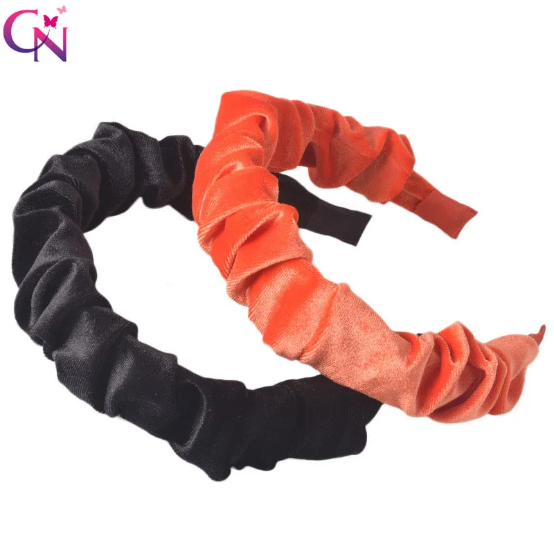 CN Корея Ruched Velvet Hairband Зима Простой ободок для женщин ручной работы Нескользящие девушки тюрбан повязка на голову аксессуары для волос