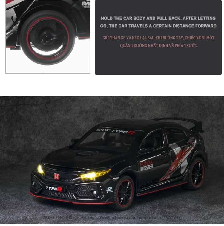 1:32 Honda Civic Type R Limited Edition Toy Car Metal Toy Diecasts &Amp; Toy Vehicles Car Model High Simulation Car Toys For Boy