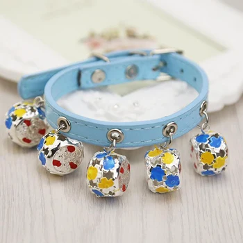 

Pet Collar Adjustable Leather Collar With Bells Pet Traction Rope Hollow Bells Pet Supplies