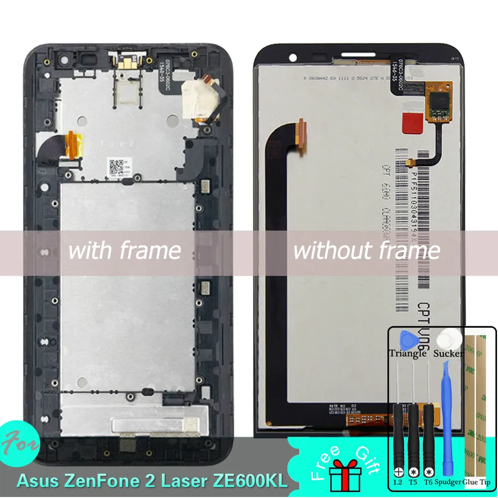 

LCD For Asus ZenFone 2 Laser ZE600KL LCD Display Touch Screen Digitizer Assembly Replacement With frame tools