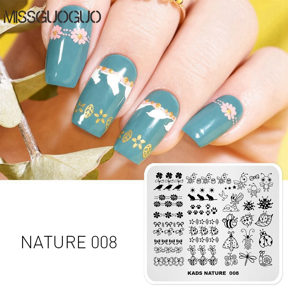 

Animal Design Nail Art Stamping Plates bee dragonfly Image Pattern Transfer Print Template Nail Stencil Stamps DIY Tools