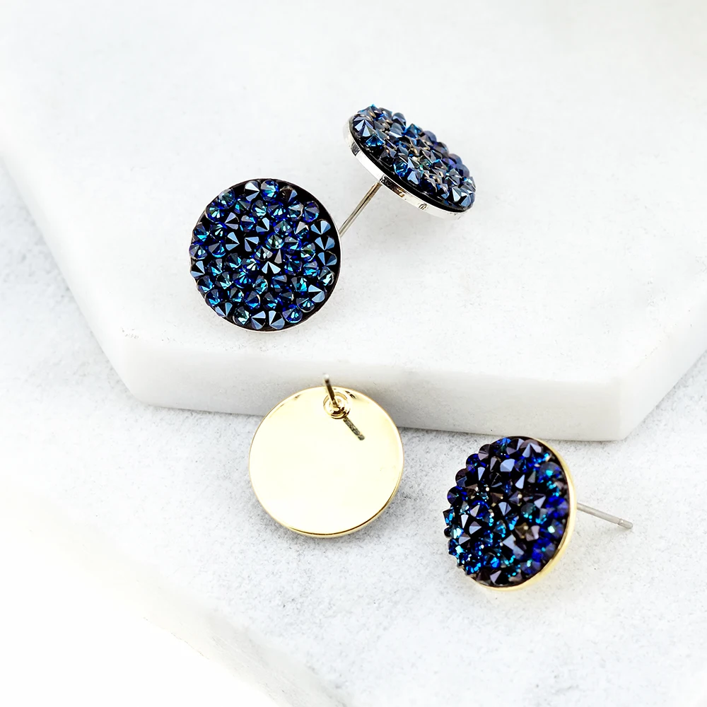 BAFFIN круглые серьги-гвоздики Роскошные Кристаллы от Swarovski проложить серебряный цвет пирсинг для женщин шикарный подарок синий цвет ювелирные изделия