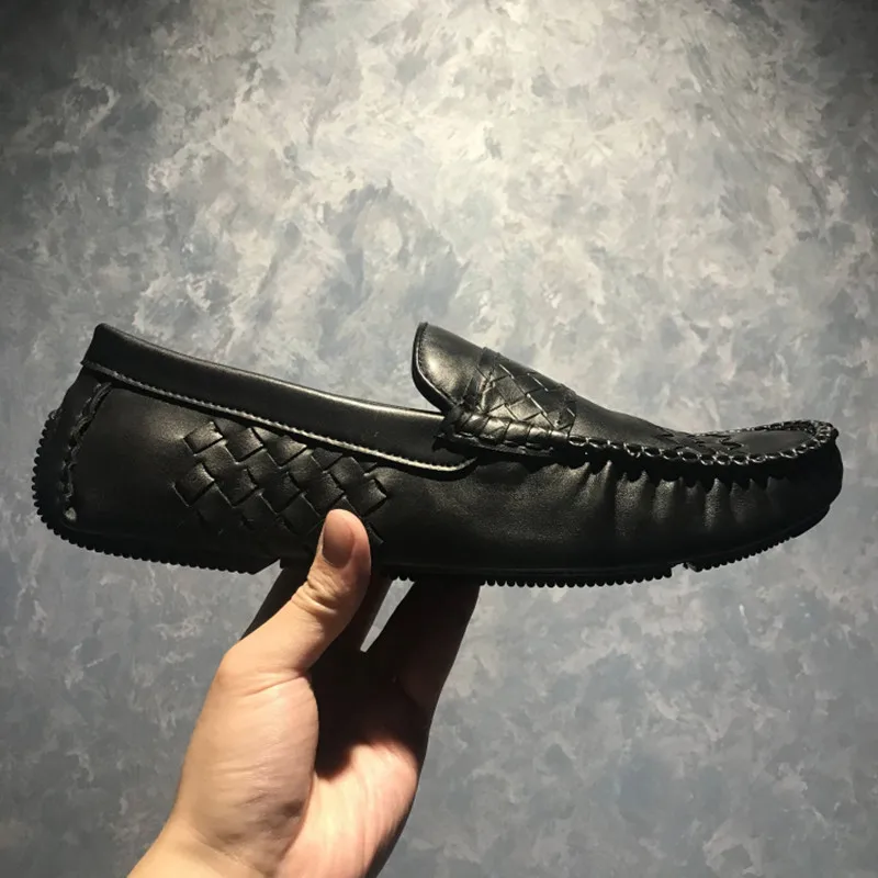 

2019 NEW mens designer shoes Doug shoes Genuine leather Leisure fashion Men's Shoes Low shoe Weave shoes leather men