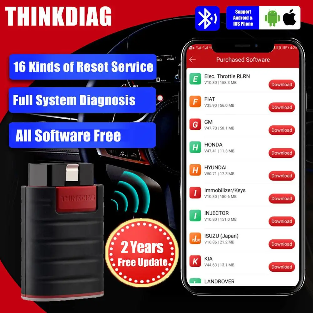 Bluetooth сканер Thinkcar ThinkDiag все системы программное обеспечение Бесплатная работа