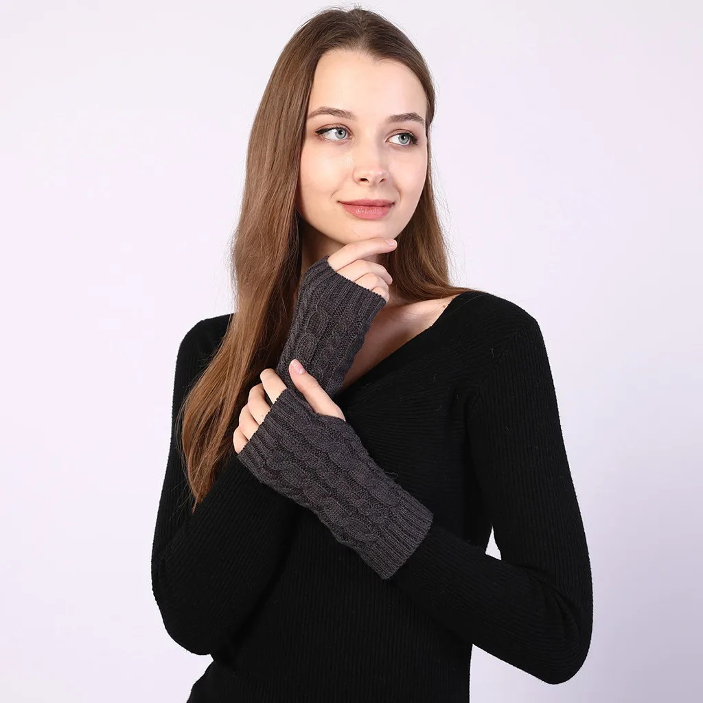 Женские перчатки зимние длинные открытые женские Twist Трикотажные сохраняющие