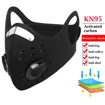 

Top Sport Face Mask With Filter Activated Carbon PM 2.5 Anti-Pollution Black KN95 Running Training MTB Bike Cycling Mask