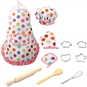 

Kids Cooking Baking Set Kitchen Girls Toys Role Play Children Costume Pretend Role Play Baking Cooker Play Set Game