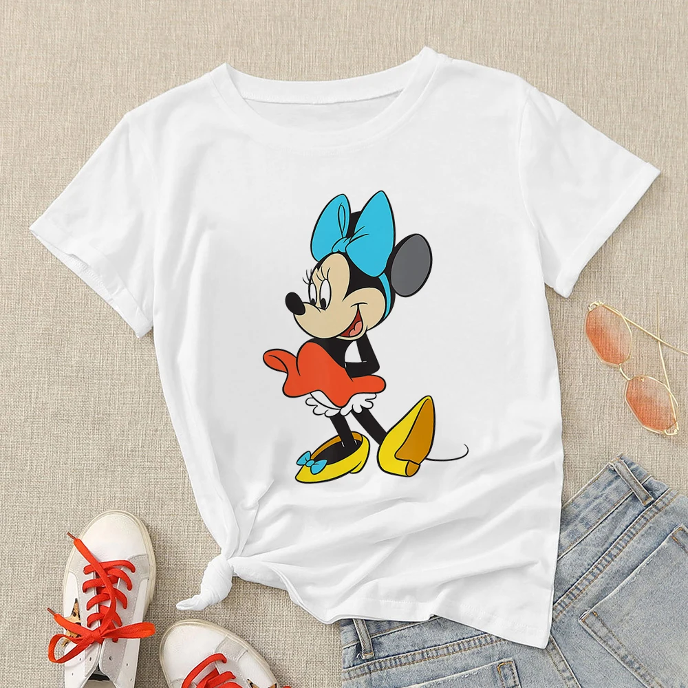 Plus Size 3XL Women T Shirts Fashion Minnie Mouse Print Short Sleeve Summer T-Shirt Female Tops Woman Casual Tshirt long sleeve t shirts Tees