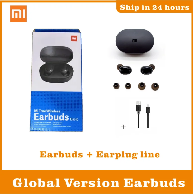 Xiaomi Redmi Airdots TWS, Bluetooth 5,0, беспроводные наушники, гарнитура, наушники, голосовое управление, шумоподавление, управление краном - Цвет: Global  and line