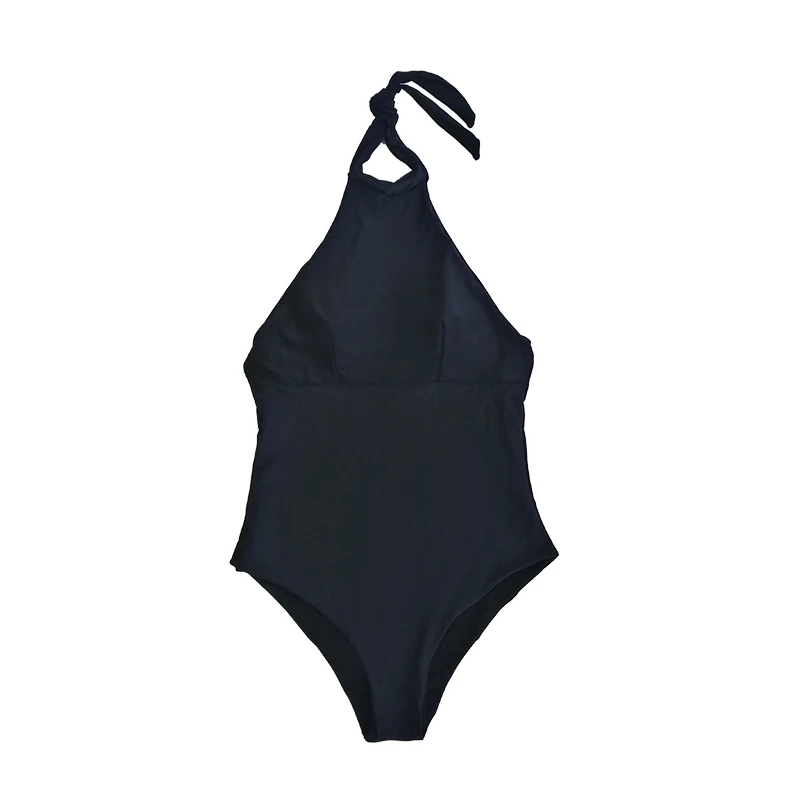Women's Sexy High Neck Halter Swimsuit Striped Backless One Piece Bathing Suit for Beach image 5