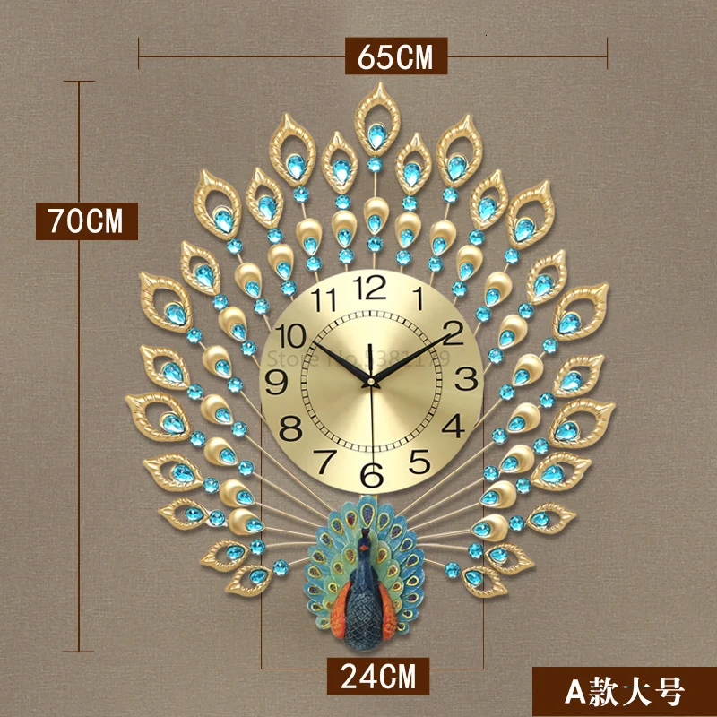 Peacock Clock Wall Clock Living Room Simple Modern Fashion Creative Clock European Personality Mute Decoration Quartz Clock - Цвет: Бургундия