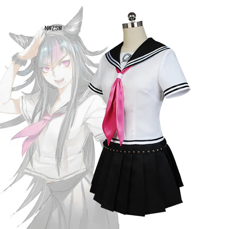 Супер DanganRonpa Ибуки Mioda Косплей Костюм Платье Униформа костюм Хэллоуин