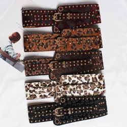 7.2cm*66-76cm 1Pc Women's Coat Corsets Cummerbunds Punk Rivet Elastic Decorate Wide Corset Belts Gothic Style Female Luxury Belt