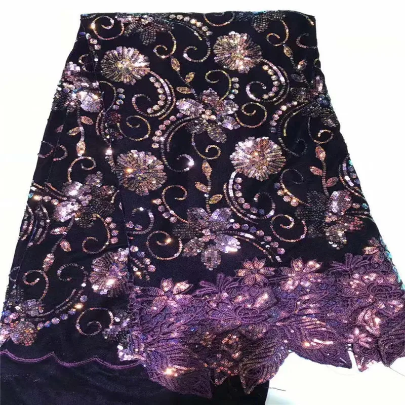 

Very soft purple velvet Latest African Cord Lace Fabrics High Quality 2019 Nigerian Lace Fabric For Wedding African Lace Fabric