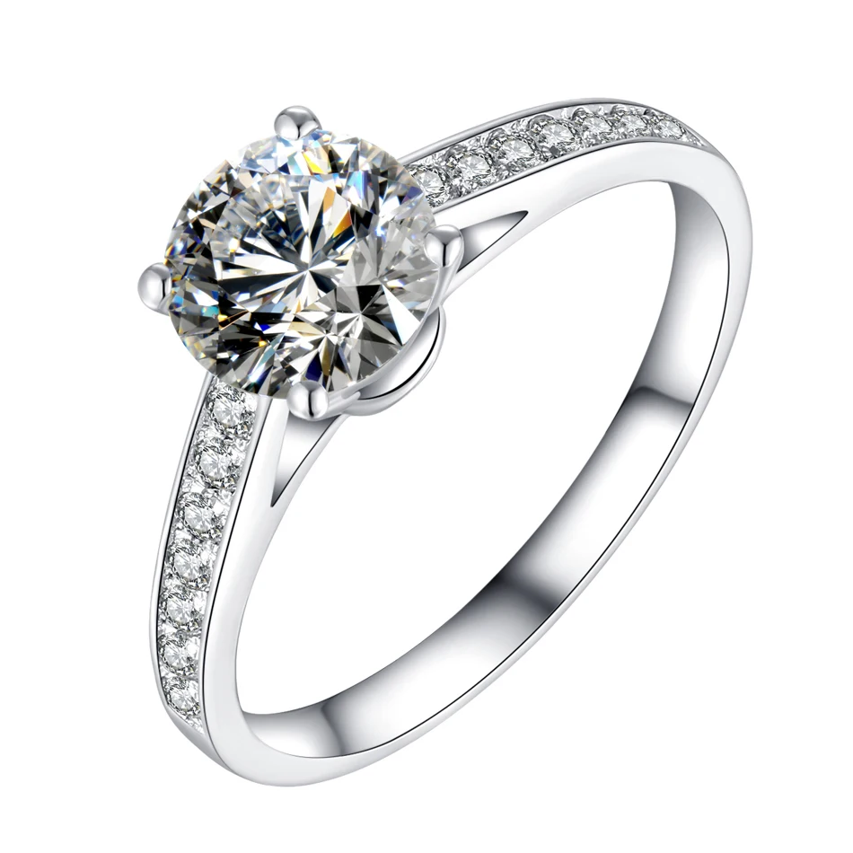 925 Серебряное кольцо 4 когти трендовый стиль 1ct 2ct 3ct круглая блестящая огранка Муассанит ювелирные изделия юбилей обручальное кольцо для женщин