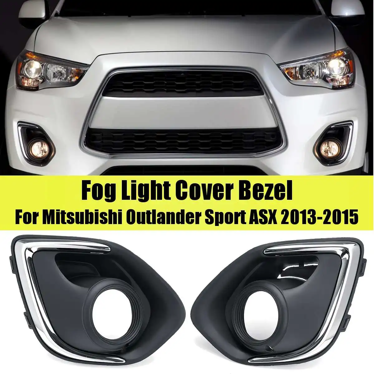 Chrome Front Fog Lamp Light Cover Bezel Trim For Mitsubishi Outlander 2013 2014