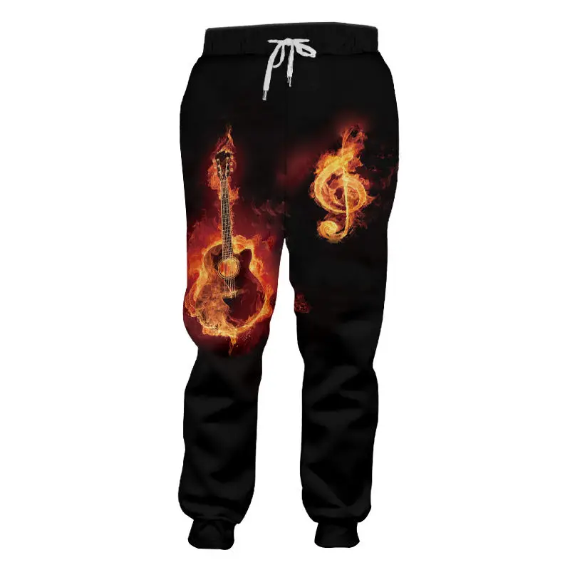

sell hot Sweatpants 3D Printed Flame Guitar Musical symbol Unisex Joggers Pants Fashion Men Sports Pants Hip Hop Cool trousers