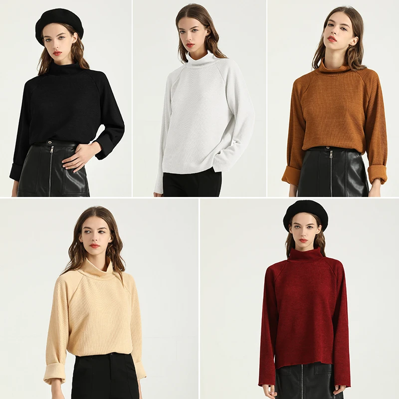 

Autumn / Winter Long Sleeve Turtleneck Base Sleeve Loose Pullover Sweater Women High Collar Sweater Ropa De Invierno Mujer K5320