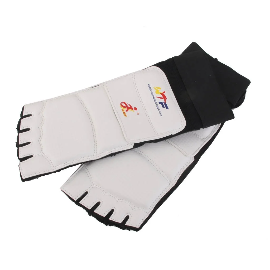 Пара протекторов для ног для тхэквондо из искусственной кожи для каратэ Sparring gear White