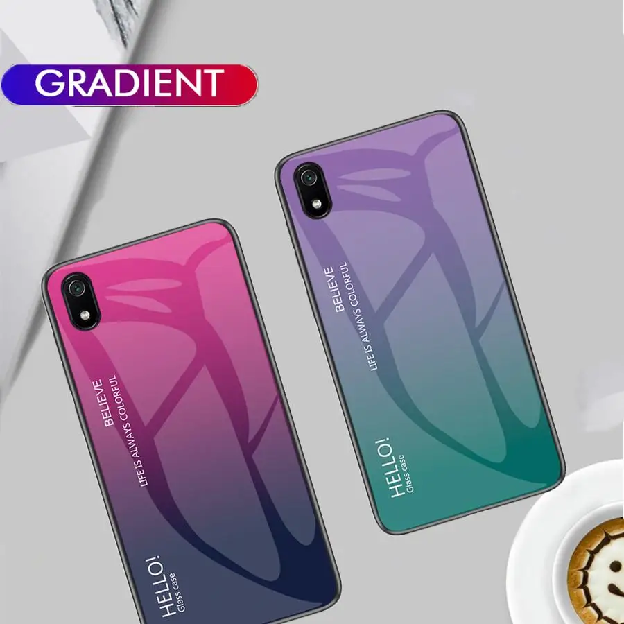 

Tempered Glass Case for Xiaomi Mi 9T Pro Redmi K20 Note 4X 5 6 7 Pro Case Gradient Silicone Back Covers Redmi K20pro Note7 Case