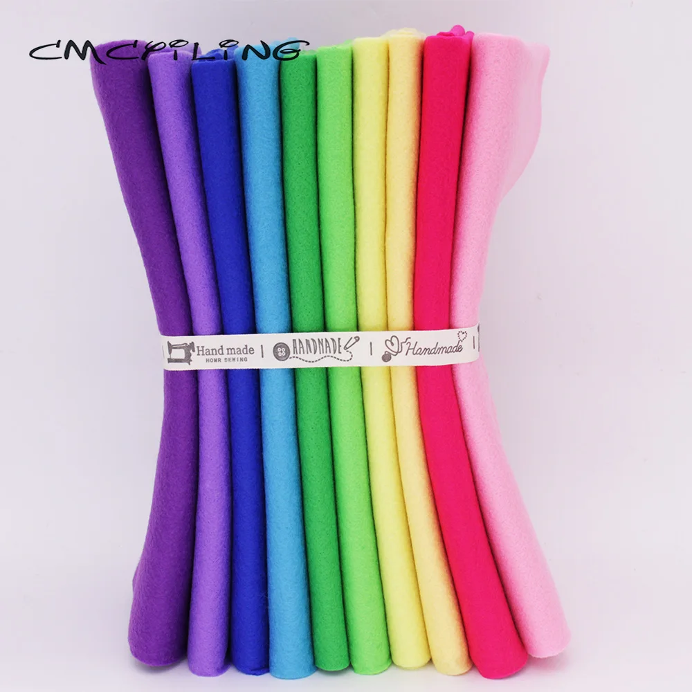 Rainbow Soft Felt Set For Needlework DIY Sewing Dolls Crafts ,Non-Woven Fabric, Polyester Cloth 10 Pcs/Lot 25x28cm