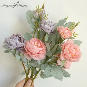 

Artificial peony macarons silk flower bouquet home decor wedding holding flowers road leading flowers wall fake flowers material