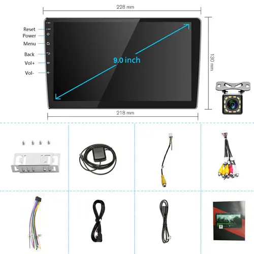 Podofo 2din Автомагнитола 10," дюймов Android8.0 Система Авто Стерео 2.5D экран Bluetooth wifi gps четырехъядерный 1+ 16 ГРОМ для Универсальный - Цвет: 9inch 12LED Camera