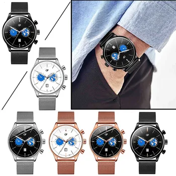 

Simple New Design Calendar Men's Watch Luxury Quartz Stainless Steel Strap Men Watches montre homme 2019 FJSL