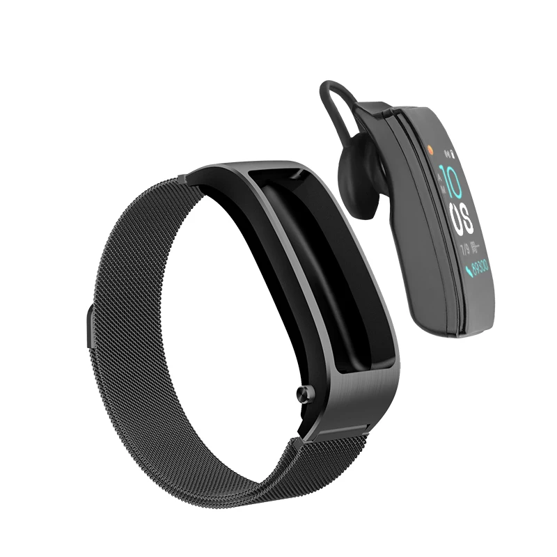 Черный B5s Bluetooth наушники беспроводные вкладыши смарт-гарнитура часы с микрофоном умный Браслет Водонепроницаемый сенсорный экран воспроизведение музыки - Цвет: Черный
