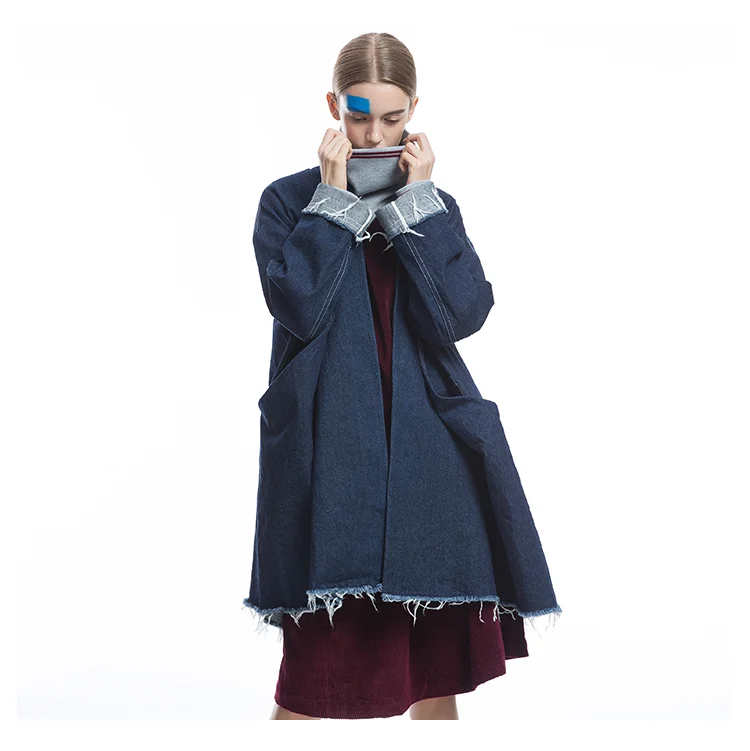 IRINAFC06 FW Коллекция Новое поступление негабаритных Длинные женские джинсовые куртки