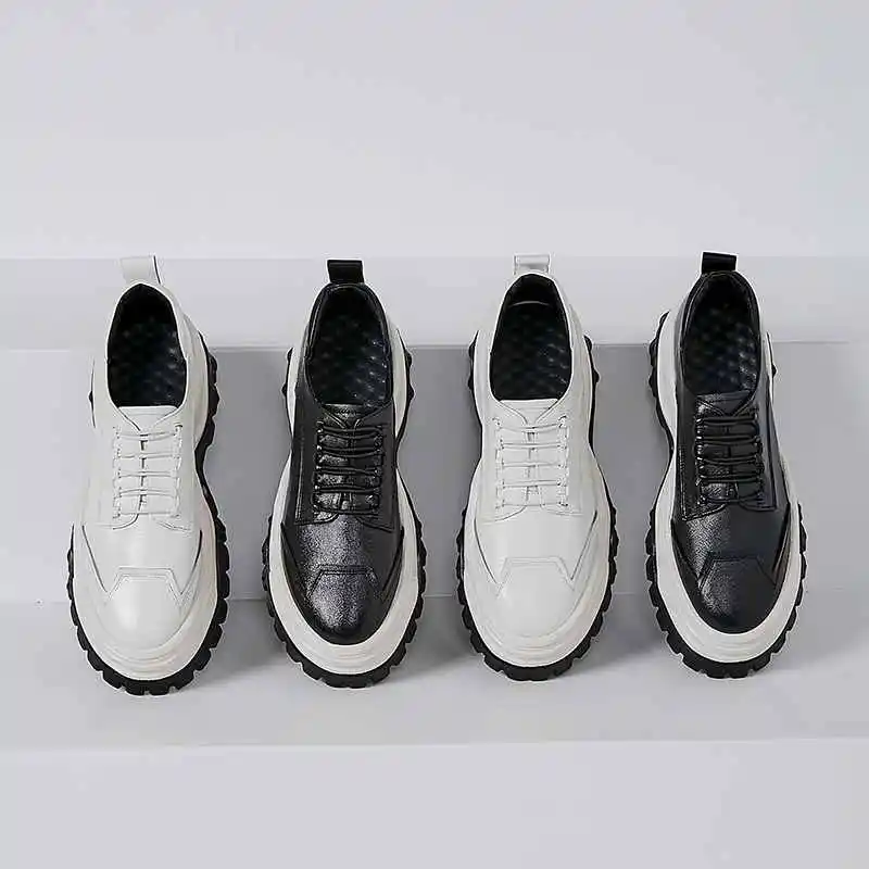 Krazing Pot/ г.; модные белые кроссовки из натуральной кожи со шнуровкой на толстой подошве в британском стиле; легкая Вулканизированная обувь с круглым носком; L50