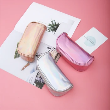 

Women Cosmetic Bag Creative Multicolor Fashion Pencil Zipper Elegant semi-circular Small Make Up Storage Bag For Ladies Gift