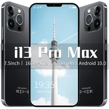 Teléfono Inteligente I13 Pro Max, dispositivo móvil de 2021 pulgadas, 5G, 4G, LTE, HD, Google Play, 16GB + 1TB, 7,5 mAh, versión Global, desbloqueo, nuevo, 5800