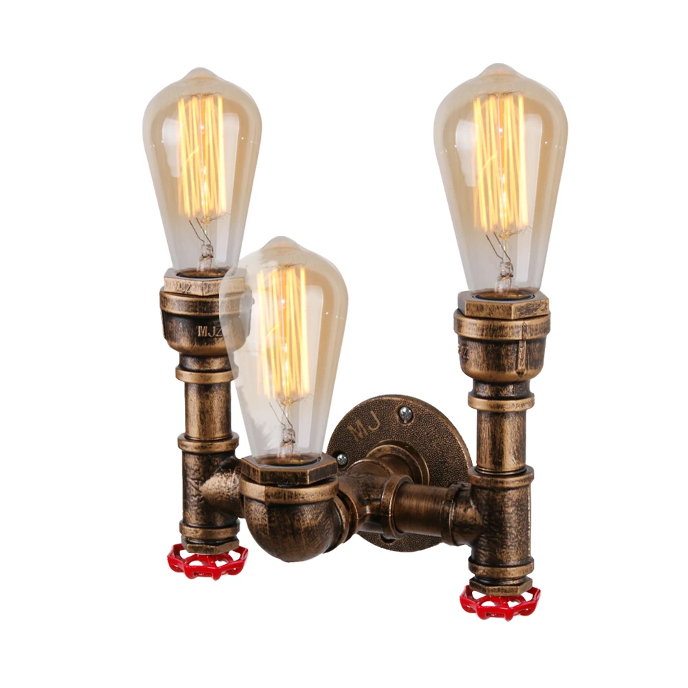 retro steam punk wall lights Loft Industrial pipe wall lamp Vintage E27 sconces 