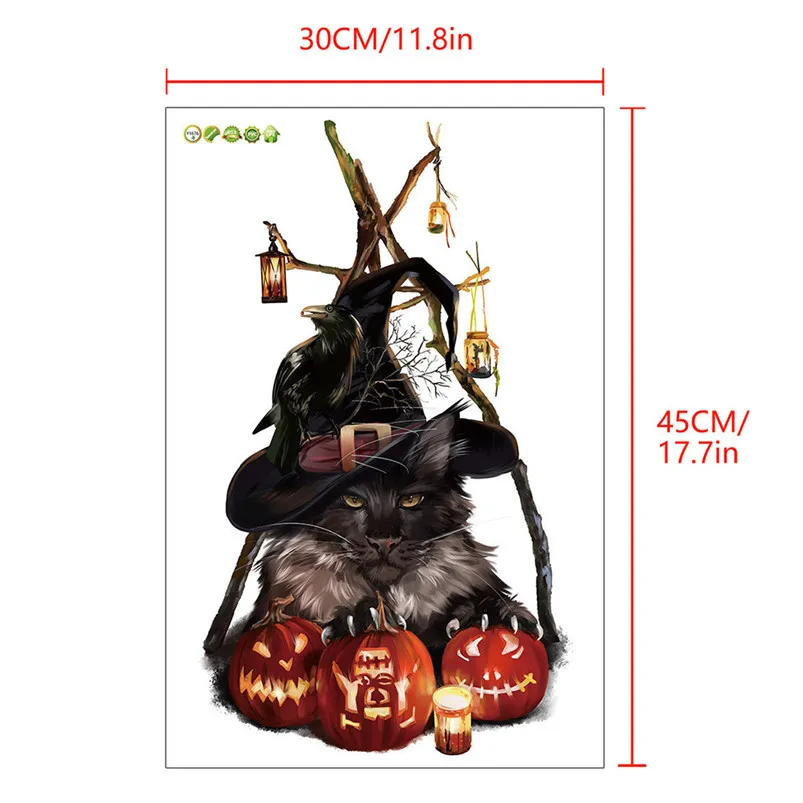 Scary Cat Halloween Wall Sticker Living Room Bedroom Decor Sticker Living Room DIY Vinilos Decorativos Para Paredes 30AUG603