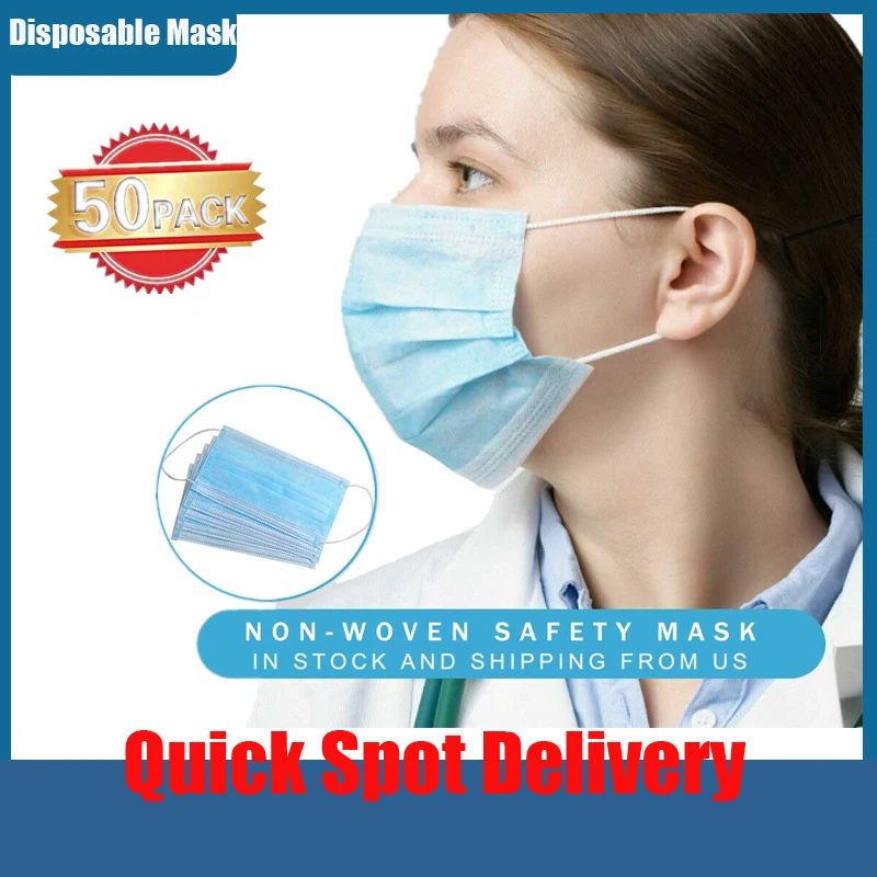 

50PCS 3 Layers Disposable Protective Masks Face Mask Anti-Dust Dustproof Earloops Masks Disposable send fast