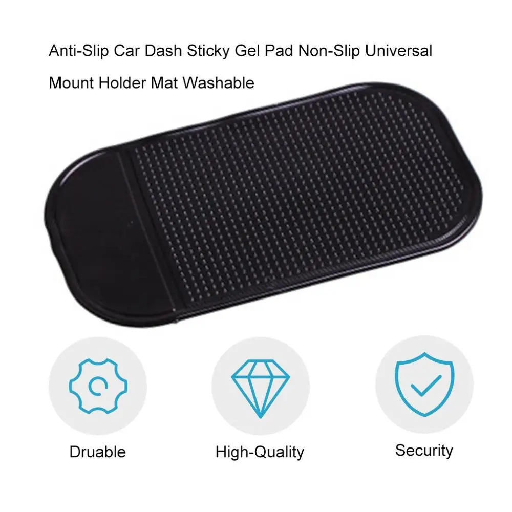 Non-Slip Mats Anti-Slip Car Dash Sticky Gel Pad Non-Slip Universal Mount Holder Mat Washable Silicone Gel Pad Car Accessories Black 