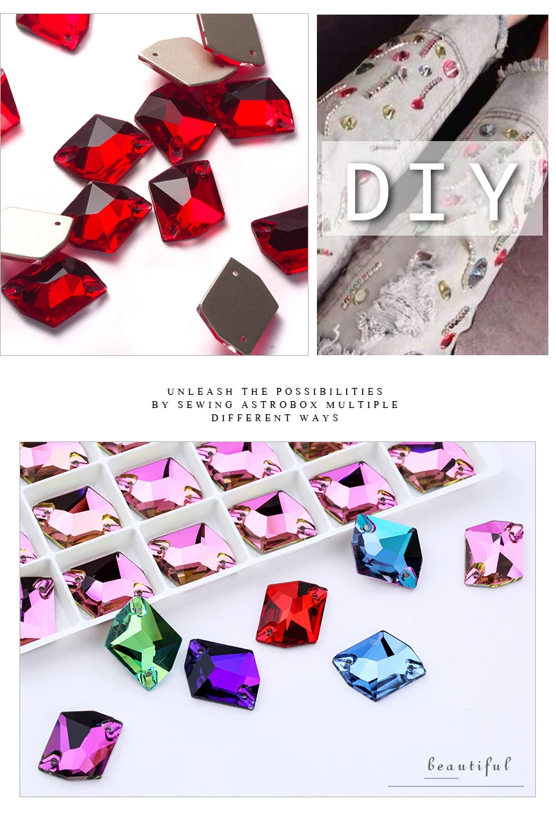Top Qualität Strass Für Hand Nähen Auf Stein Farbe Kristall Glas Strass Nähen Zubehör DIY Kleid Kleid Machen – Detail 7