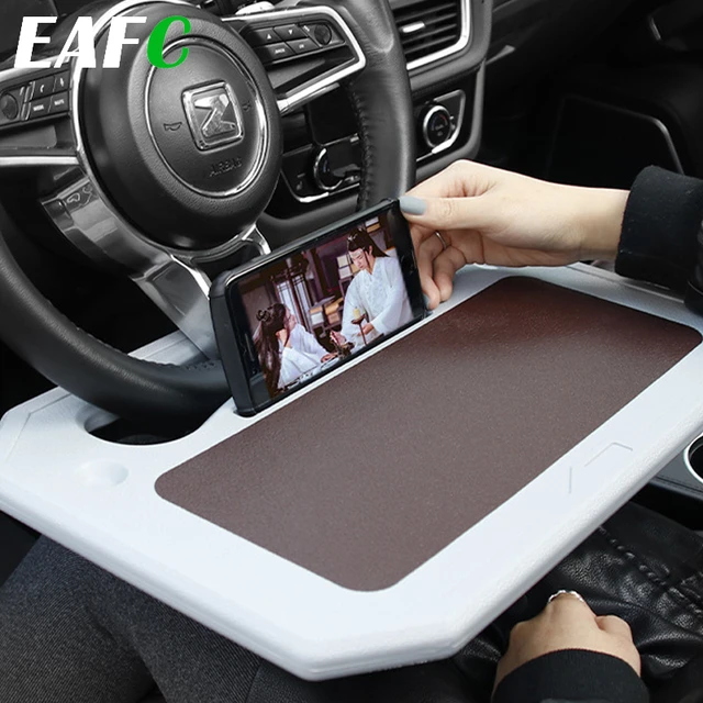 Universal Auto Schreibtisch Kaffee Halter Laptop Computer Tisch Lenkrad  Tragbare Essen Arbeit Trinken Sitz Tablett Waren Auto Zubehör - AliExpress