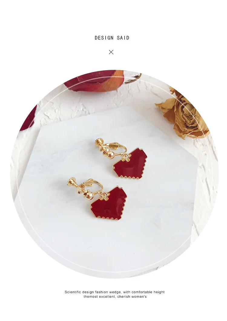 Красивая серьга для вечеринки для девочек - Окраска металла: Red   with  clip