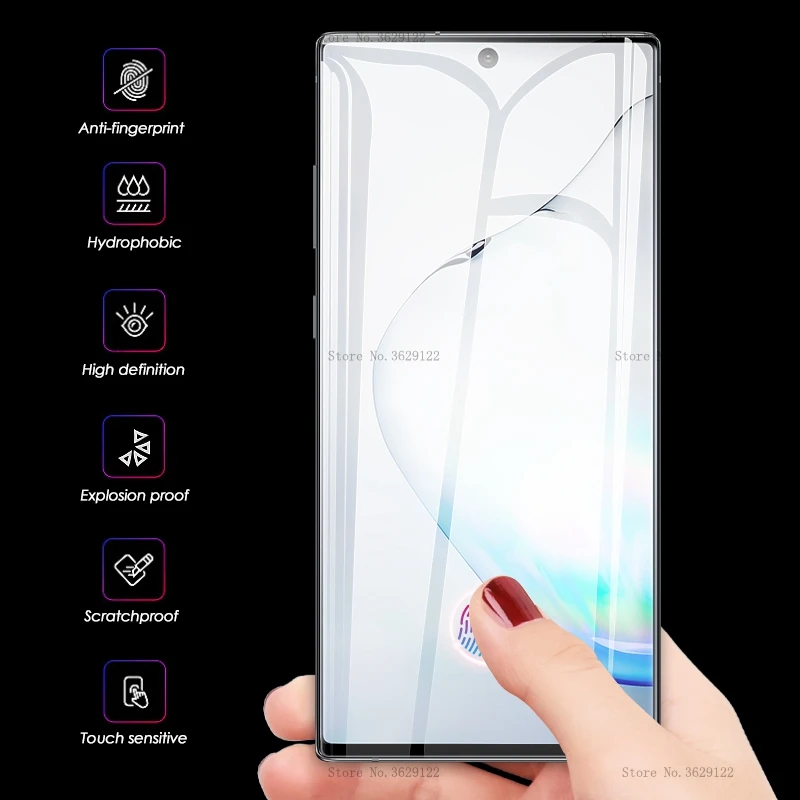 Изогнутое полное покрытие из закаленного стекла для samsung Galaxy Note 10 Plus 9 8 Защитная пленка для экрана для S10 S9 S8 Plus защитное стекло