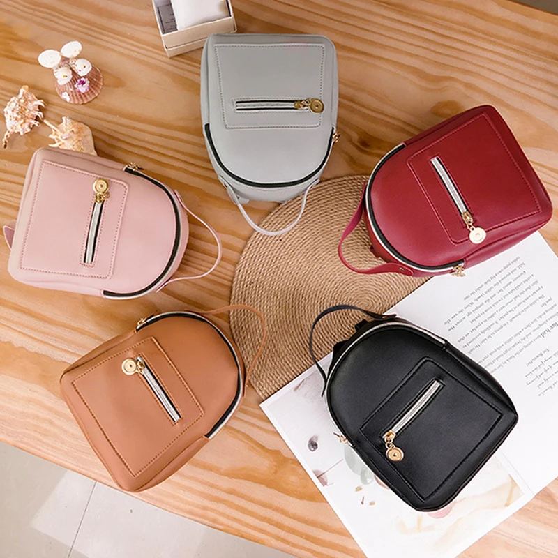 PU Leather Mini Backpack For Women Fashion Leisure Zipper Shoulder Bag for Teenage Girls Knapsack Female School | Багаж и сумки
