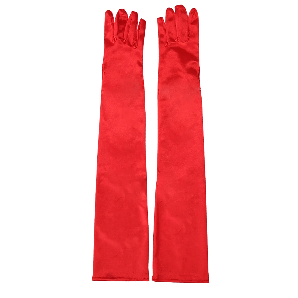 Женские вечерние официальные перчатки, атласные длинные перчатки, аксессуары, однотонные женские перчатки, сохраняющие тепло, горячая Распродажа, новинка - Цвет: Красный