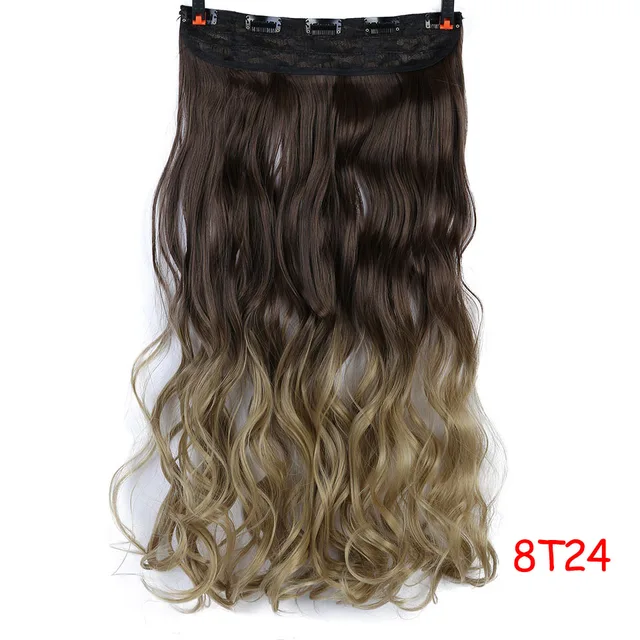 DIFEI Synthetic 24 Inch 5 Clip Long curly Women Clip in Hair Extensions Black Brown High Tempreture Hair Piece #4