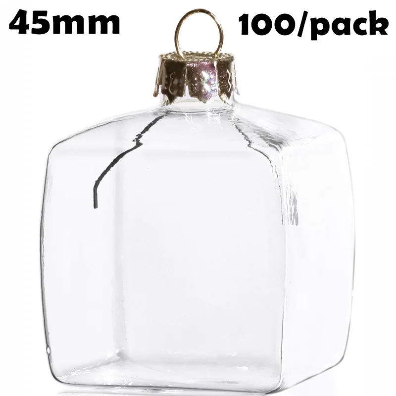 

100 Pieces x DIY Paintable Home Wedding Christmas Decoration Ornament Ball 45mm Glass Mini Cube