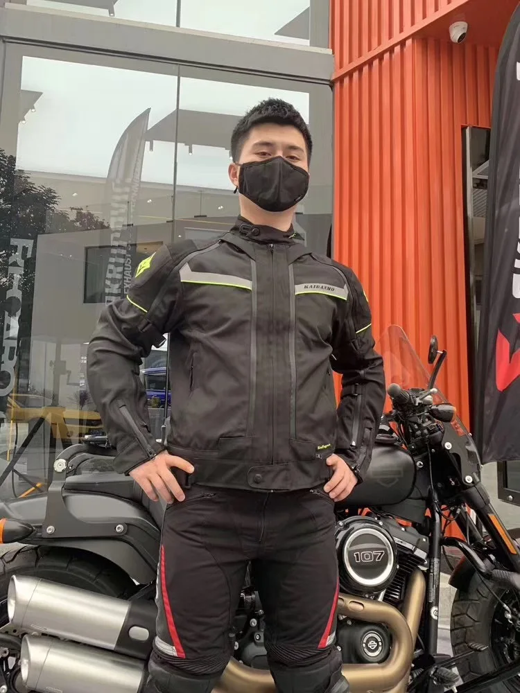 Men's Motorcycle Riding Protector all season Jacket with waterproof and warm lining LED