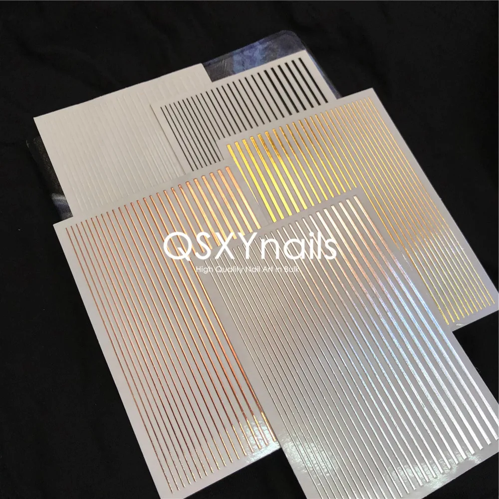 

Hot! High Quality 3D Nail Art Sticker Metal Stripes Pattern Tape Adhesive Sticker Flexible Line Decals for Nail Art Decoration