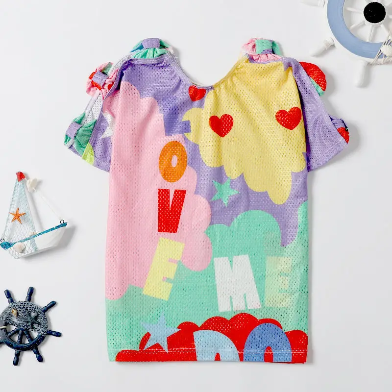 LOVEME sun shirt Kleine Kinder/детский купальный костюм для девочек; комплект бикини из 3 предметов; одежда для купания для девочек; пляжная одежда - Цвет: LOVEME sun shirt
