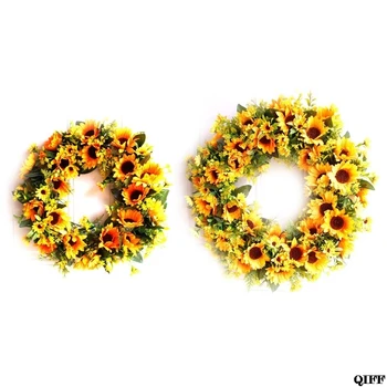 

20" Artificial Sunflowers fall wreaths for Front Door Thanksgiving wedding Decor
