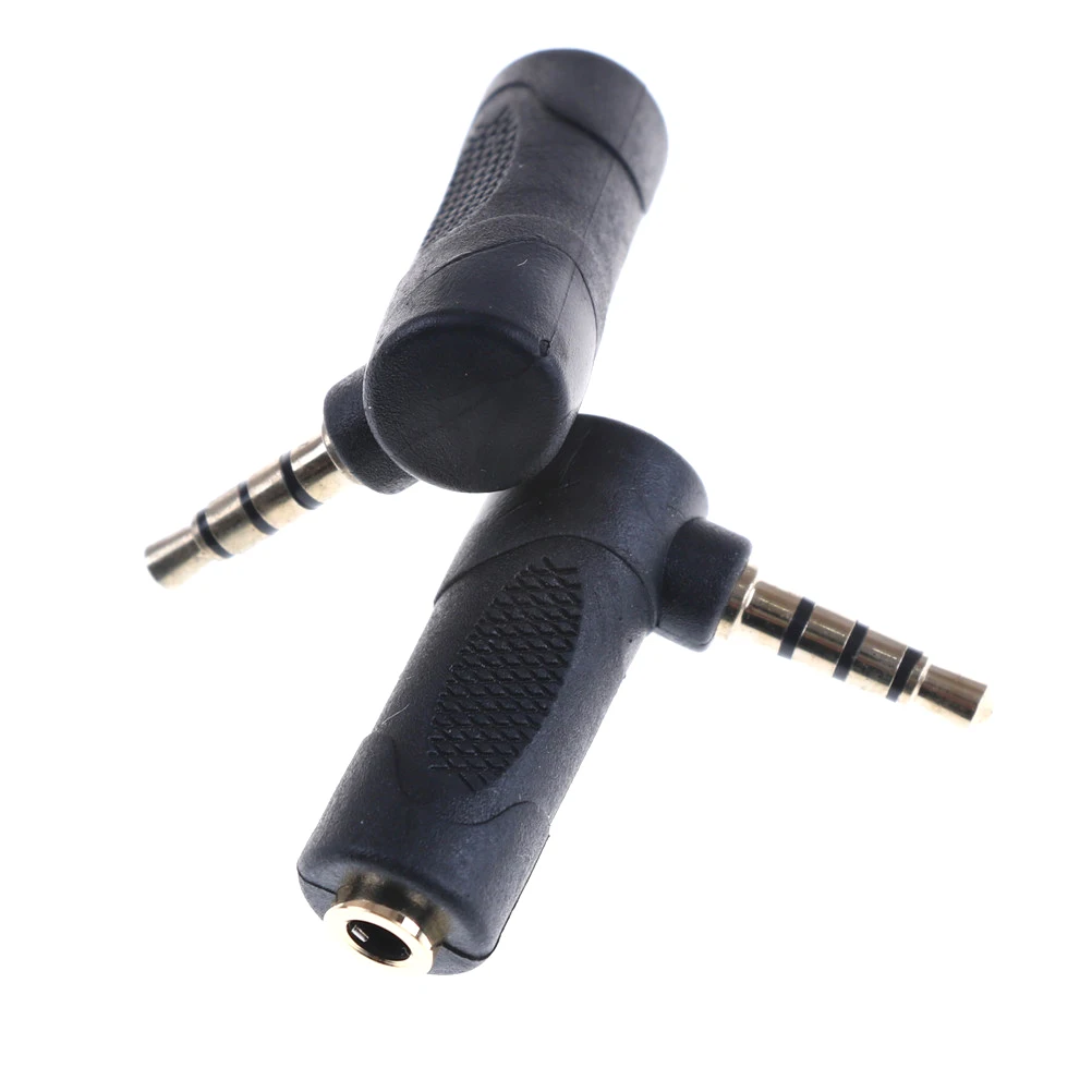 New 2Pcs 15g 3.5mm 3Pole 90 Degree Right Angle Male To 3.5mm 4Pole Female Audio Stereo Plug L Shape Jack Adapter Connector